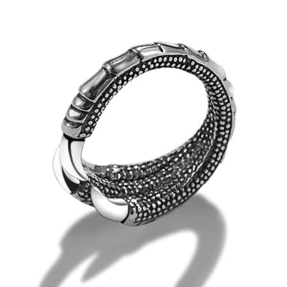 HUUGVBCO Dainty Dragon Claw Asymmetric Wrap Open Rings for Women Men Gothic Punk Vintage Silver Adjustable Statement Promise Engagement Fashion Finger Knuckle Tail Band Ring