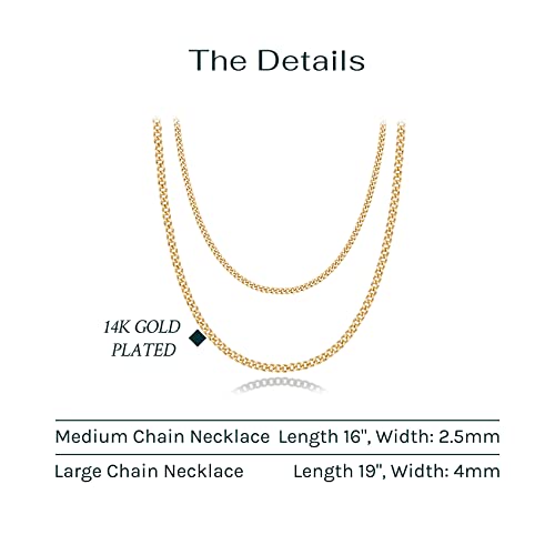 PAVOI 14K Gold Plated Dainty Layering Necklaces for Women | Snake Chain, Curb Link, Paperclip Layered Chains | Trendy Layering Necklace - style: Curb