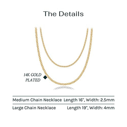 PAVOI 14K Gold Plated Dainty Layering Necklaces for Women | Snake Chain, Curb Link, Paperclip Layered Chains | Trendy Layering Necklace - style: Curb