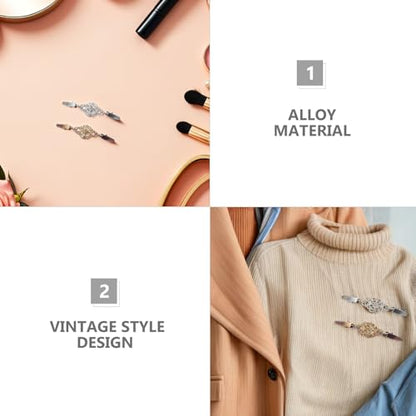Baluue 2pcs Vintage Sweater Clips for Cardigans Retro Shawl Cardigan Collar Clips Silver Alloy Sturdy and Easy to Attach Brooch for Wedding and Proms