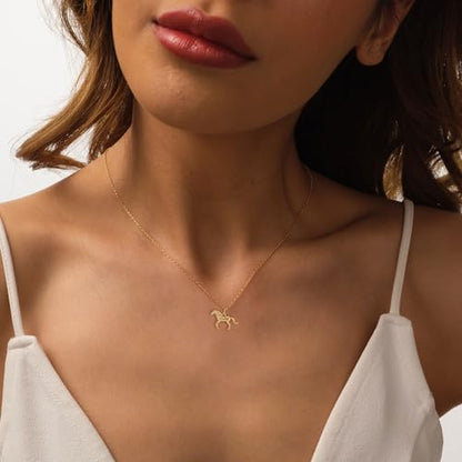 LLWOM Gold Necklace for Women-14k Gold Plated Infinity Necklace Star Of David Necklace Evil Eye Cross Pendants Heart Dainty Gold Necklace For Women - color: Gold-Horse
