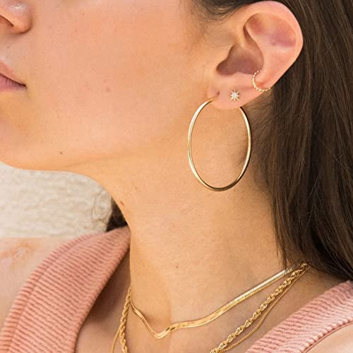 2mm Sterling Silver Big Hoop Earrings For Women - Large Hypoallergenic Circle Endless Thin Oversize Silver Hoops - color: Gold,50mm hoops