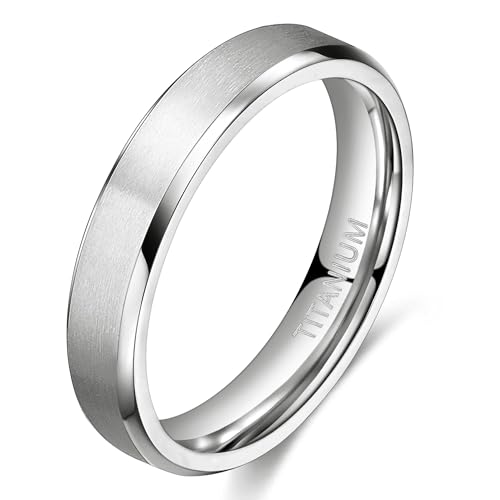 TIGRADE Titanium Rings 4MM 6MM 8MM 10MM Wedding Band in Comfort Fit Matte for Men Women Size 3-15 - color: silver 4mm