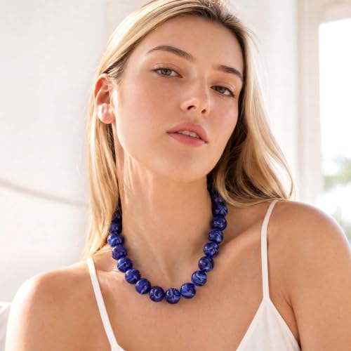 Chunky Beaded Necklace for Women, Colorful Trendy Statement Summer Jewelry Gift - color: necklace-20