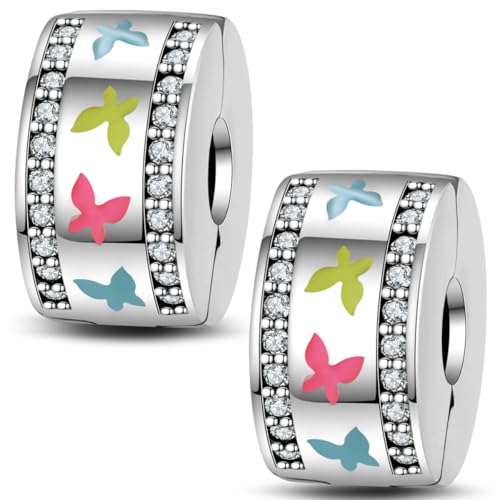 Pandach 925 sterling silver Clip Spacer Charm for Bracelet Clip Lock Stopper Bead Spacer European Openable Beads 2Pcs - style: 2-PAC627