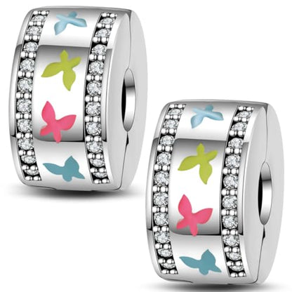Pandach 925 sterling silver Clip Spacer Charm for Bracelet Clip Lock Stopper Bead Spacer European Openable Beads 2Pcs - style: 2-PAC627