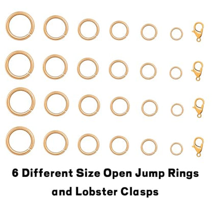 EuTengHao 1504Pcs Open Jump Ring and Lobster Clasps Kit Jewelry Making Repair Kit with Jewelry Pliers Tweezers (KC Gold) - color: KC Gold