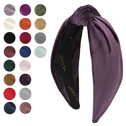 Headbands for Women Royal Purple Velvet Knotted Headband is a Trendy Top Knot Head band Fashion Womens Designer Girls Hair - color: Royal Purple