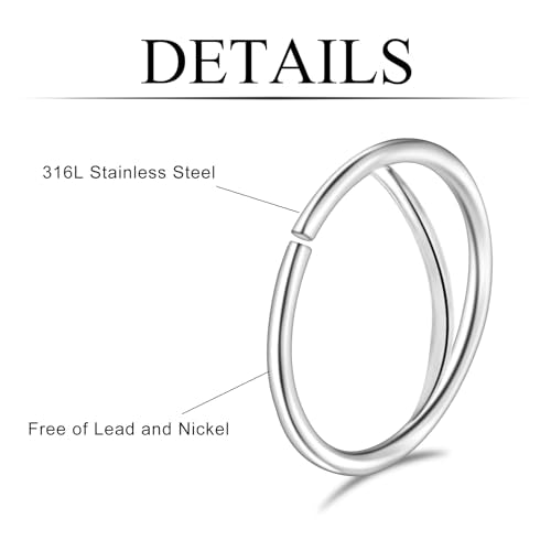 20G Double Nose Ring Hoop for Single Piercing - 2-36 Pcs Jewelry for Women - color: Colorful-36PCS
