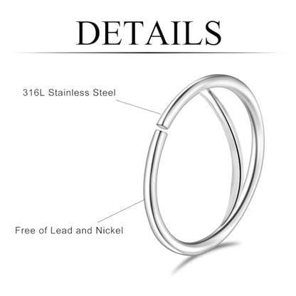 20G Double Nose Ring Hoop for Single Piercing - 2-36 Pcs Jewelry for Women - color: Colorful-36PCS