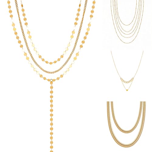 KOSMOS-LI 60 PCS Gold Plated Jewelry Sets with Costume Necklaces, Bracelets, Earrings, Knuckle Rings for Women - color: 49gold