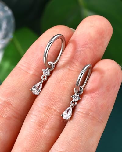 Clicker Belly Button Rings 14G Gold Plated Belly Navel Rings for Women Dangle Navel Piercing Jewelry Stainless Steel 8/10MM - color: WG-8MM