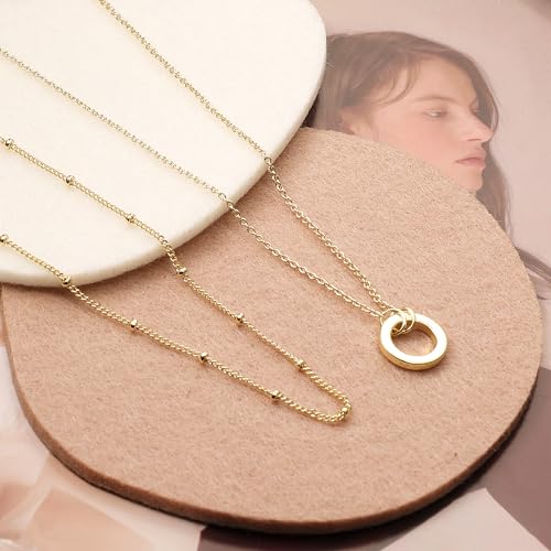 Lock Necklace for Women Paperclip Link Chain Padlock Necklace Non-Tarnish - color: Gold - Layered Hoop Pendant Necklace