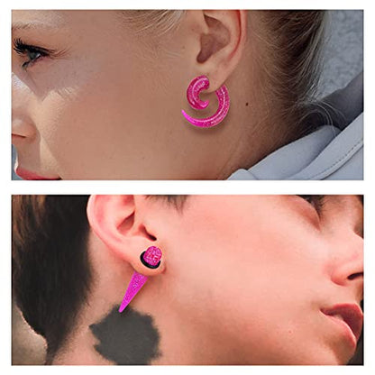 Qmcandy 00G-20mm Ear Stretching Kit 36PCS Big Gauge Taper Kit Large Acrylic Tunnel Plug Spiral Set - color: 36pcs, Glitter Purple