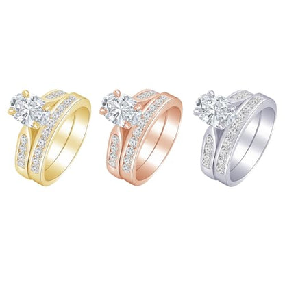 Houston Diamond District 1 to 6 CT Oval Shape Lab Grown Diamond Bridal Set | 14K White Gold Engagement Ring and Wedding Band Set Jewelry for Women in Solid Gold AAAA Heirloom Quality - color: 14K Yellow Gold, size: 8.5