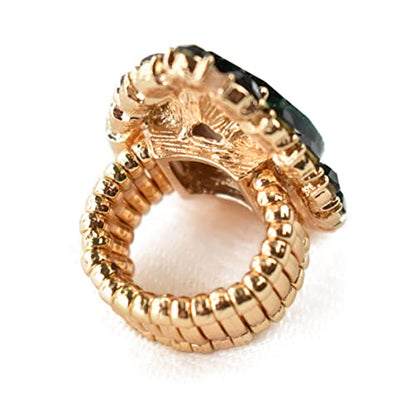 NYFASHION101 Radiant Teardrop Stone Adjustable Cocktail Statement Ring - color: Green/Gold-Tone