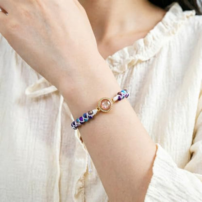 YGLINE Stone Bead Yoga Meditation Bracelet Healing Crystal Double Layer Natural Gemstone Beaded Relax Anxiety Bracelets for Women Men - color: Artificial opal