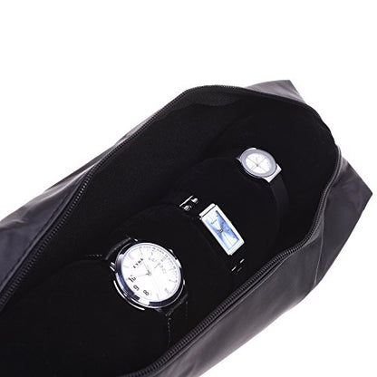 Cosmos Water Resistant Watch Travel Storage Case - Watch Roll Bag Carry Case With Removable Roll Insert and Velvet Holder, Black - color: Roll Bag-Water Resistant