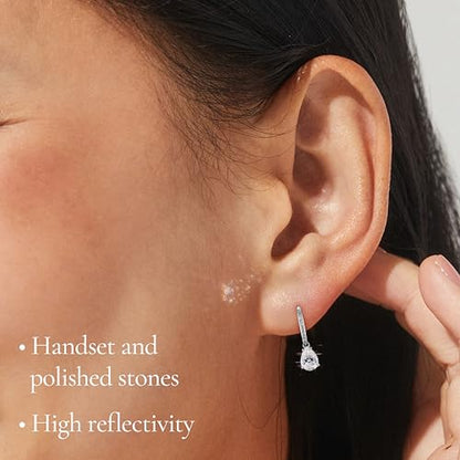 NADRI Cushion Cut CZ Leverback Earrings - color: Pear - Rhodium