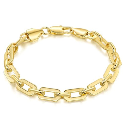 Gold Bracelets for Women 14K Gold Chain Bracelet for Womens | Gold Bracelet for Men Unisex Gold Paperclip Link Bracelet Hypoallergenic Chunky Bracelet 6.5"-9" Stackable Jewelry