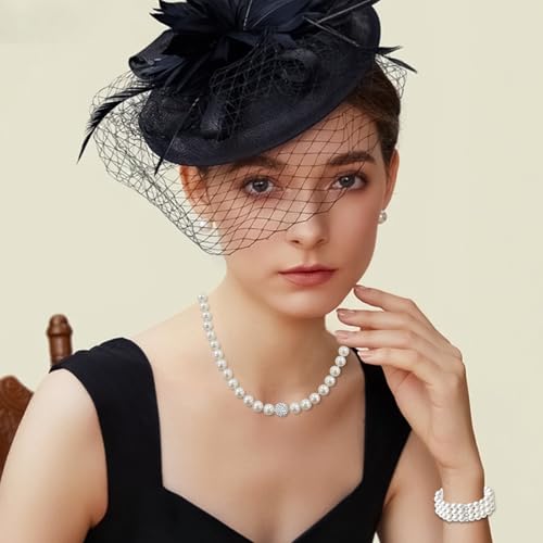 Pearl Jewelry Set for Women Faux Pearl Costume Jewelry Set with Necklace, Bracelets, Ring, Earrings for Wedding Bridal Birthday Tea Party - color: 5Pcs White