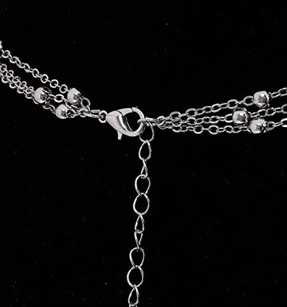 MOLOCH Layer Choker Long Chain Tassel Pendant Necklace Handmade Bead Station y Necklace Charm Chain Jewelry Necklace - color: silver