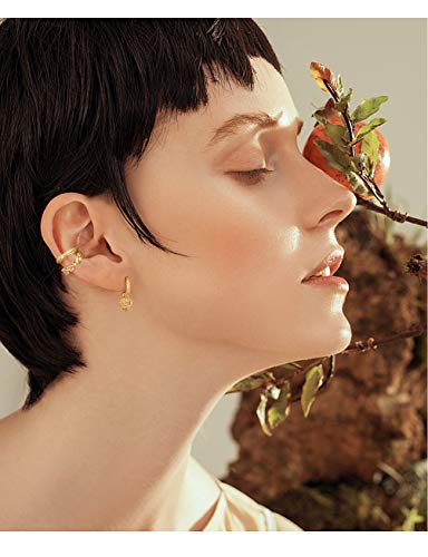 Ear Cuffs for Women - CZ Paved Hoop Conch Cuff Earrings for Men - Sparkle Rhinestones Clip On Wrap Earrings Non Pierced - color: Rosegold-colorful stones