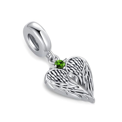 TCHYUN Spread Angle Wings Dangle Charm 12 Birthstone Bead for Pandora Bracelet Women Gift - style: May
