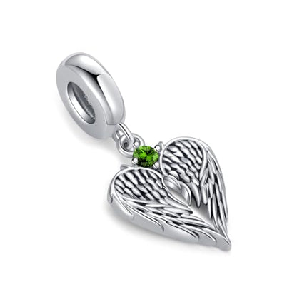 TCHYUN Spread Angle Wings Dangle Charm 12 Birthstone Bead for Pandora Bracelet Women Gift - style: May