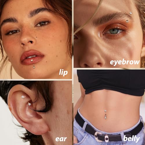 PEAKLINK G23 Titanium Eyebrow Piercing Jewelry 16G Eyebrow Rings Curved Barbell Small Belly Ring Rook Daith Earrings Vertical Labret Lip Piercing 6mm-12mm - color: Gold
