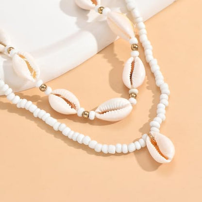 Nackiy Shell Necklace for Women, Handmade Summer Beach Jewelry Gift | Natural Sea Shell Necklace, Adjustable Collar Fit, Coastal Beach Style, Shell Starfish Charms, Lightweight Summer Jewelry - color: Gold-Plated 1