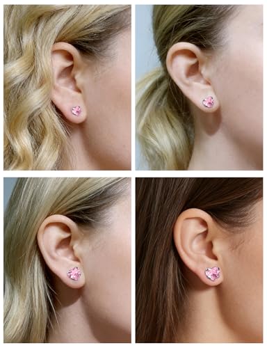 Astm F136 Titanium Heart CZ Ear Gauges Screw Fit Flesh Tunnels Plugs Gauges Earring Expander Stretcher Ear Tunnels For Ears 10G 8G 6G 4G 2G 0G 00G Plug Earrings Piercing Jewelry For Women Men - color: 00G Gauges,Pink CZ