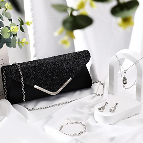 Jadive 4 Pcs Purse Rhinestone Jewelry Set Women Evening Purse