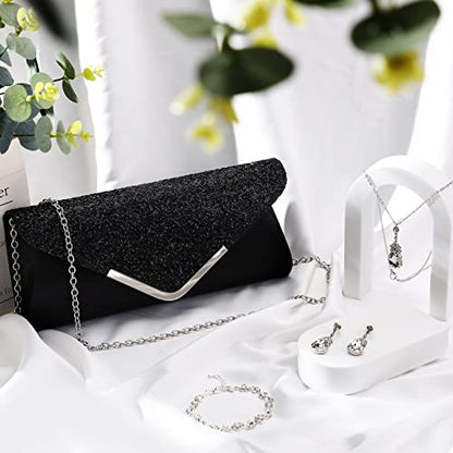 Jadive 4 Pcs Purse Rhinestone Jewelry Set Women Evening Purse