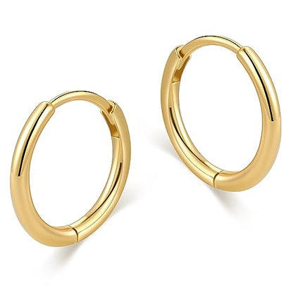 micuco Small Hoop Earrings for Women, Tiny Cartilage Hoop Earrings for Men | Helix Daith Tragus Ear Hugging Hoop Earrings Sleeper Hypoallergenic Earrings - style: B2: 8mm 14k Gold (1 Pair)