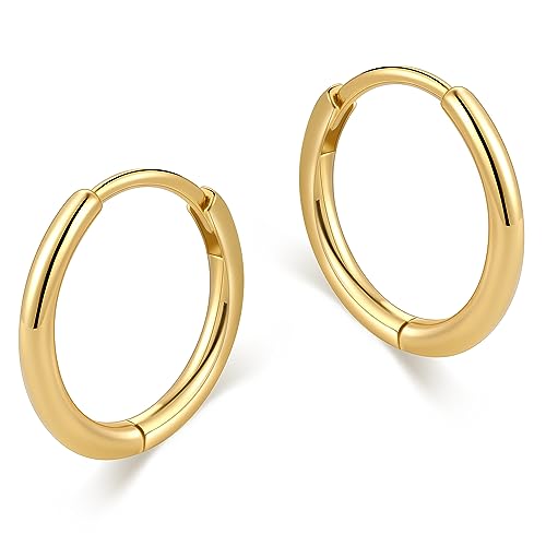 micuco Small Hoop Earrings for Women, Tiny Cartilage Hoop Earrings for Men | Helix Daith Tragus Ear Hugging Hoop Earrings Sleeper Hypoallergenic Earrings - style: B1: 6mm 14k Gold (1 Pair)