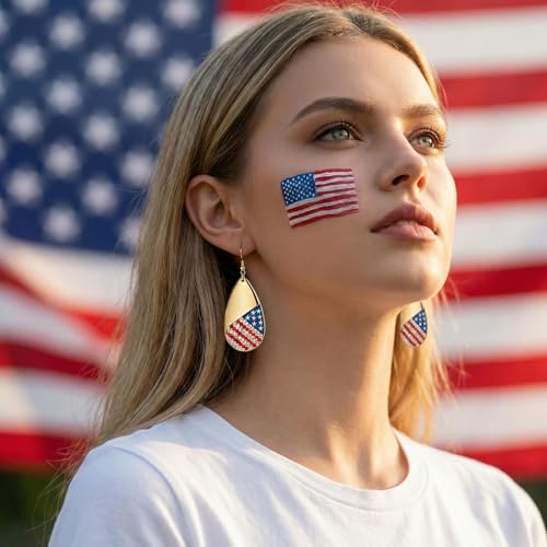 4th of July Earrings,Patriotic Dangle Stud for Women, Fourth of July Jewelry for Veterans Day - color: C