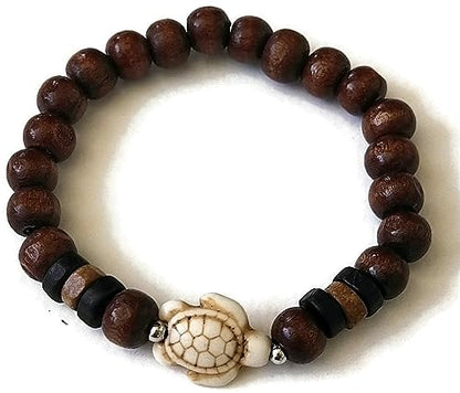Sea Turtles 8mm Wooden Beads Elastic Stretch Bracelet for Women and Men A-103
