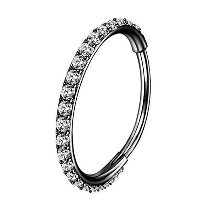 OUFER Nose Rings Surgical Steel Cartilage Earrings Tragus 316L Stainless Steel Helix Earrings Cartilage Earring 14G/16G/18G/20G Hinged Segment Rings Hoop - color: Black