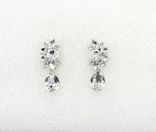 Faship Statement Dangling Floral Clip On Earrings For Women - color: Clear