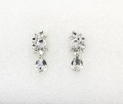 Faship Statement Dangling Floral Clip On Earrings For Women - color: Clear