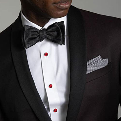 HAWSON Crystal Shirt Studs for Men's Tuxedo Shirt, Tuxedo Buttons for Birthday Wedding Party Christmas. - color: Red
