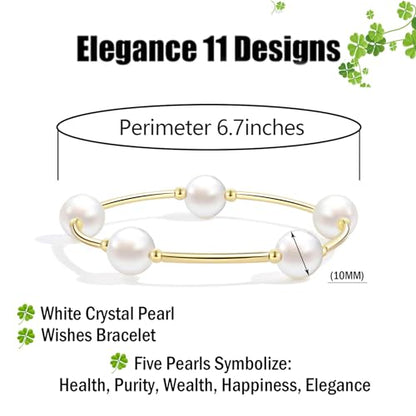Elegance 11 designs 10mm Crystal White Pearl Blessing Bracelet - style: style-1pcs