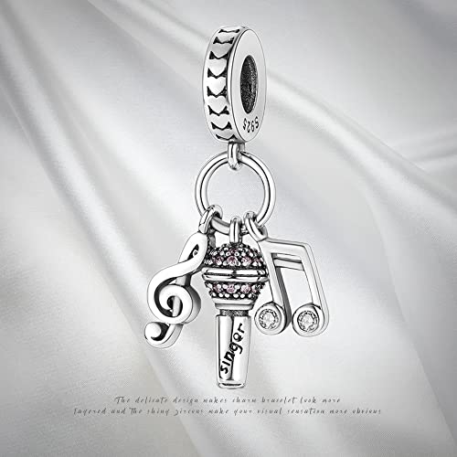 Pandach 925 Sterling Silver Charms for Bracelet&Necklace Dangle Pendant Bead with 5A Cubic Zirconia Stones,Jewelry Beads Gifts for Women - style: A-Music 3-Piece Charms