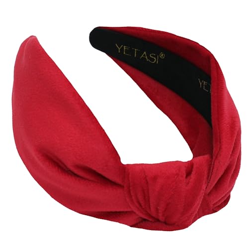Headbands for Women non Slip are Trendy Year-round Stylish Red Velvet Womens Knotted Head bands for Women's Hair, Wearable All Day Girls Headbands Top Knot Fashion Designer - color: Red