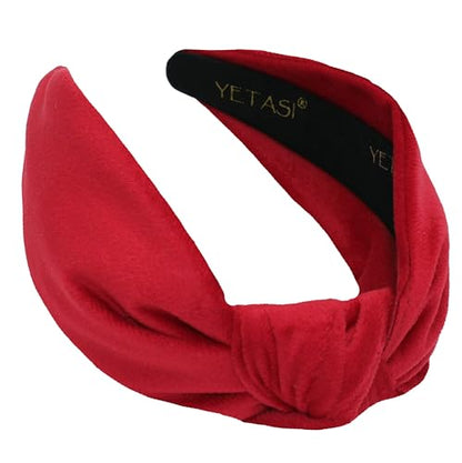 Headbands for Women non Slip are Trendy Year-round Stylish Red Velvet Womens Knotted Head bands for Women's Hair, Wearable All Day Girls Headbands Top Knot Fashion Designer - color: Red