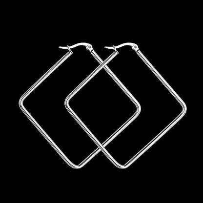 Square Star Hoop Earrings for Women Stainless Steel 40mm diameter - style: Square