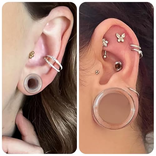 6G-30MM Hollow Acyrylic Gauges for Ear Saddle Plugs Gauges Tunnel Expanders Stretcher Double Flared Flesh Piercings Body Jewelry Set for Women Men - color: Clear:12mm = 1/2 inch.