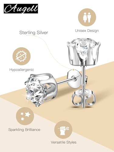 925 Sterling Silver Stud Earrings Set of 5 Pairs Hypoallergenic 18K Gold Cubic Zirconia Earrings for Women Men Sparkling Fancy Gift - color: Premium version - Rose gold - 5 pairs