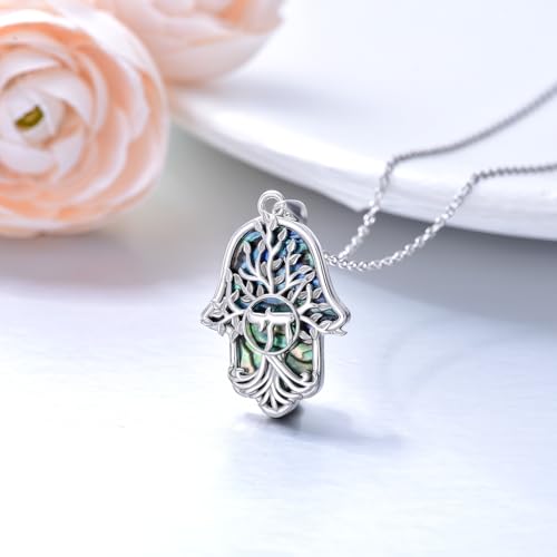 Hamsa Necklace 925 Sterling Silver Evil Eye/Lotus Flower/Star of David/Chai/Yin Yang Hamsa Hand Pendant Jewelry Hand of Fatima Gifts for Women - style: Chai